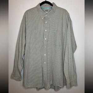 Cinch Men’s Aqua/Gray Plaid Long Sleeve Button Down Size XXL